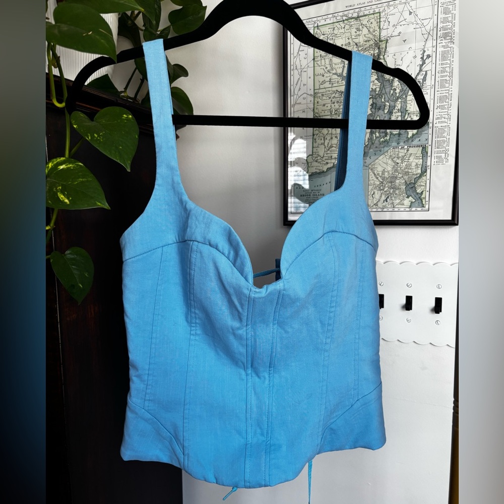 Zara Light Blue Corset Tank Top - Women